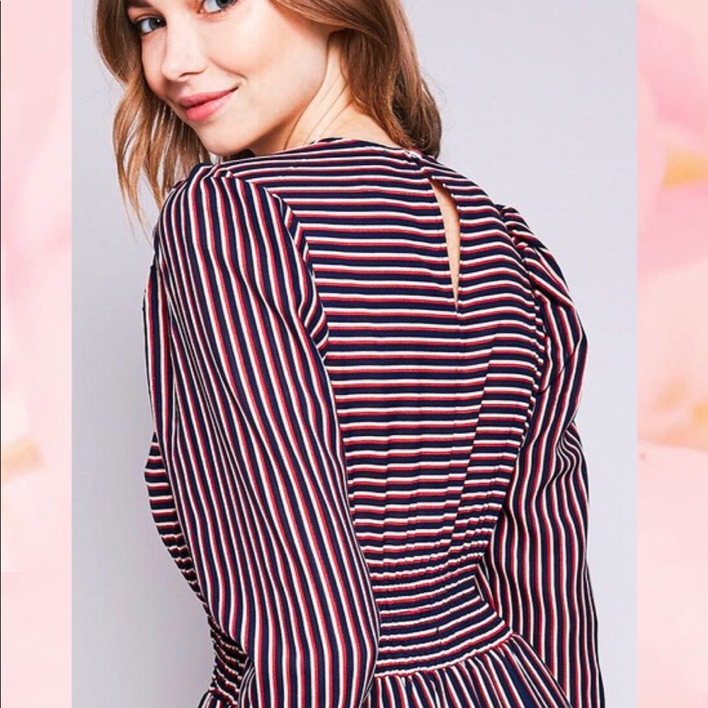 Stripe Smocked Waist Midi Dress